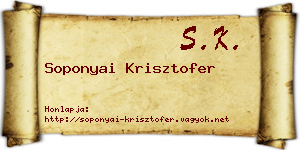 Soponyai Krisztofer névjegykártya